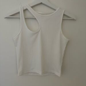 White Ribbed Tank Top